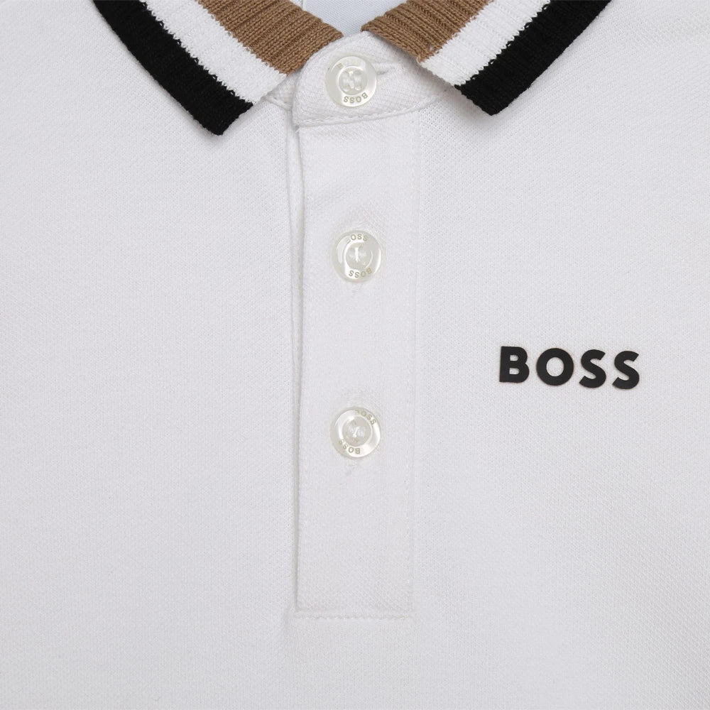 Boss Kidswear Baby Boys White Short Sleeve Polo