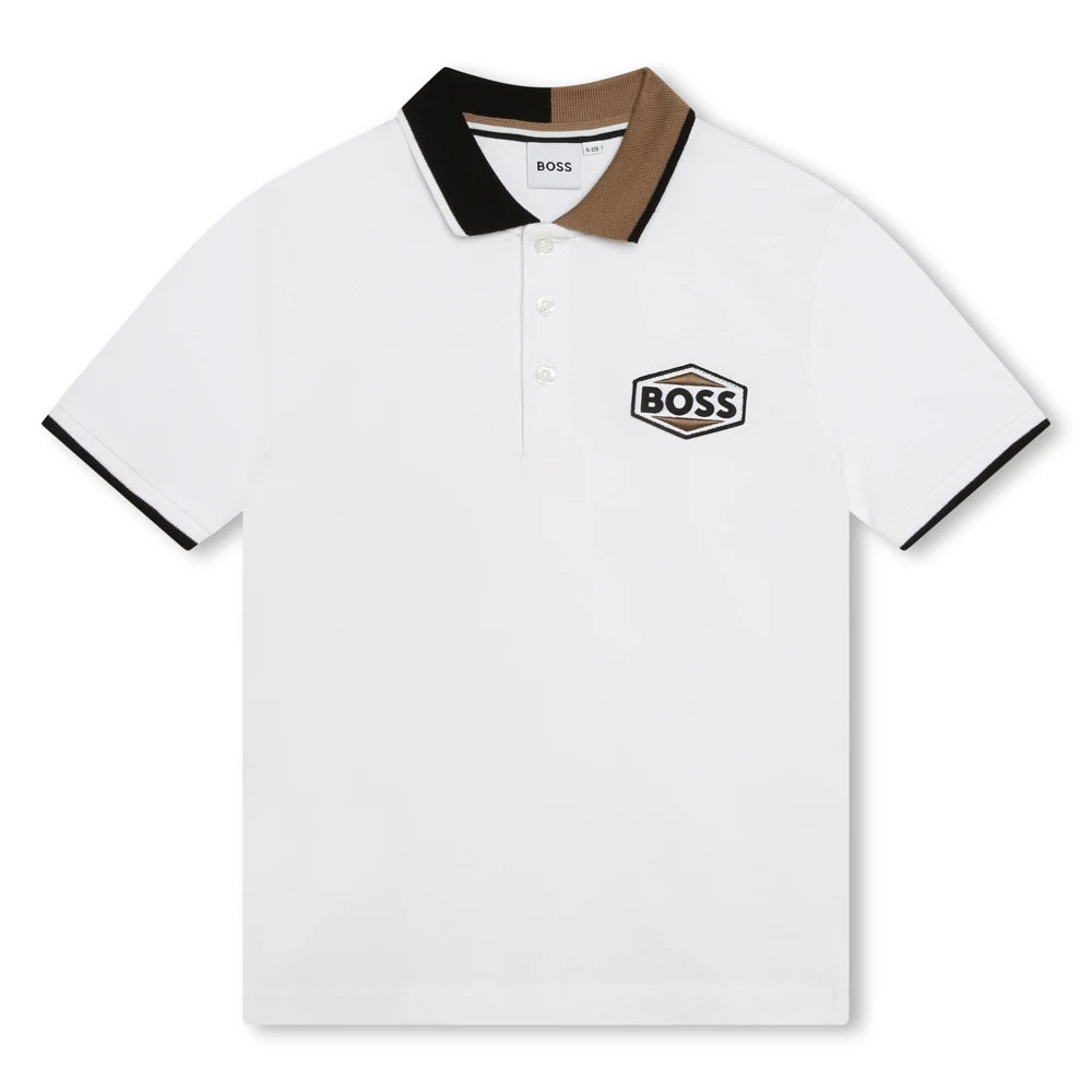 Boss Kidswear Boys White Short Sleeve Polo