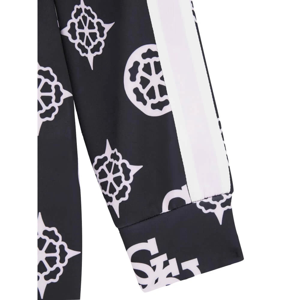 Guess Girls Black & Pink Hooded Dress With Pattern