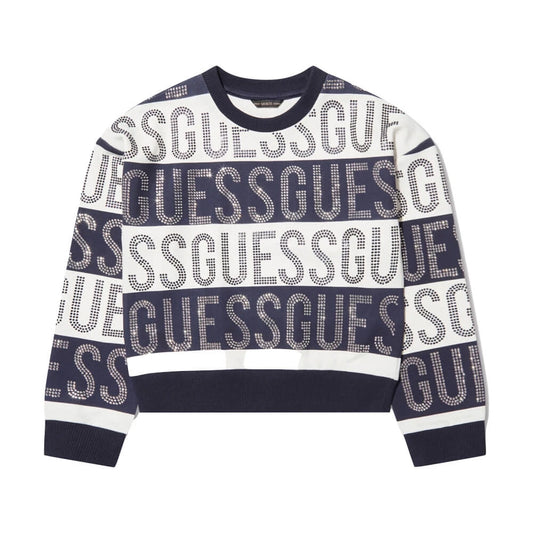 Guess Girls Navy & White Multi Logo Sweatshirt