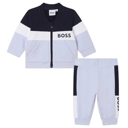 Boss Kidswear Baby Boys Pale Blue Joggers & Sweatshirt Set