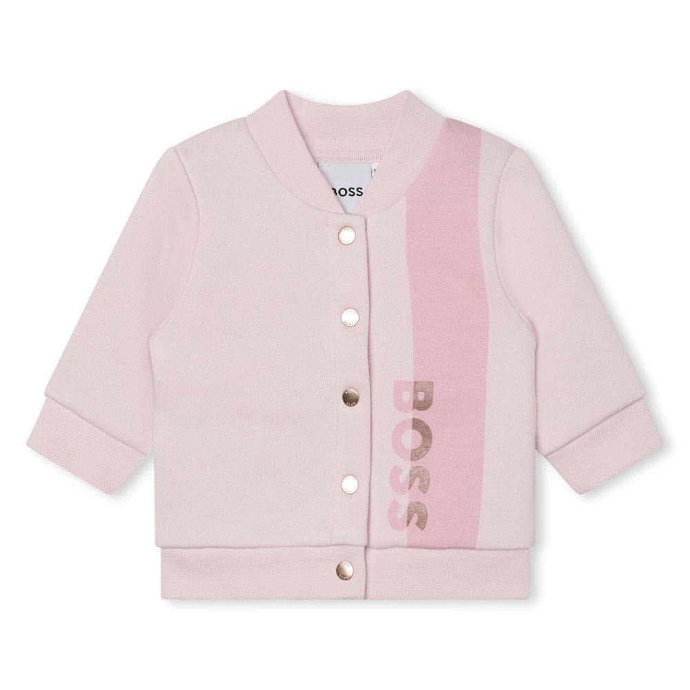 Boss Kidswear Baby Girls Pink Pale T-Shirt Joggers and Cardigan Set