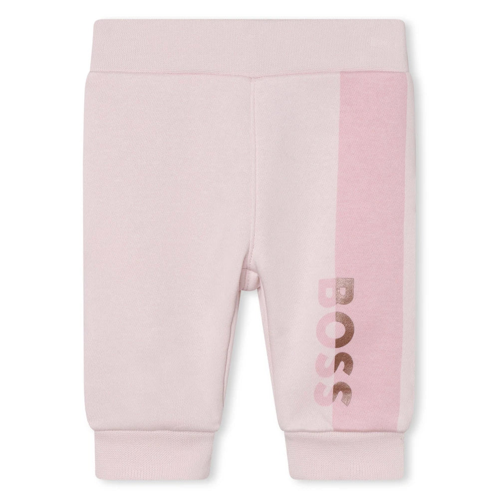 Boss Kidswear Baby Girls Pink Pale T-Shirt Joggers and Cardigan Set