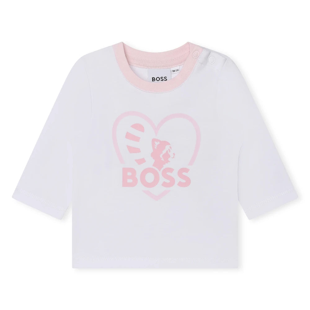 Boss Kidswear Baby Girls Pink Pale T-Shirt Joggers and Cardigan Set