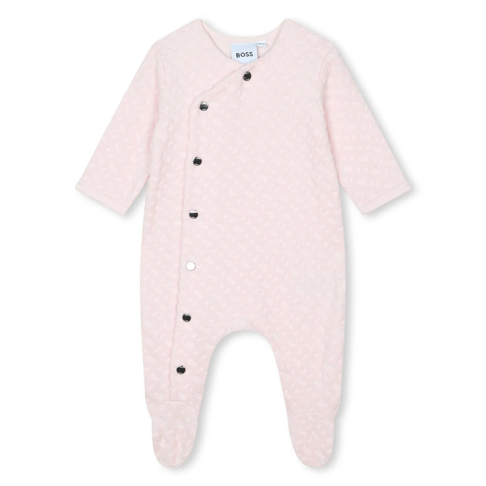 Boss Kidswear Baby Girls Pink Pale Babysuit & Pull On Hat Set