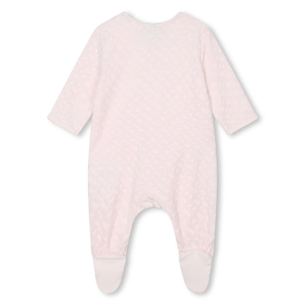 Boss Kidswear Baby Girls Pink Pale Babysuit & Pull On Hat Set