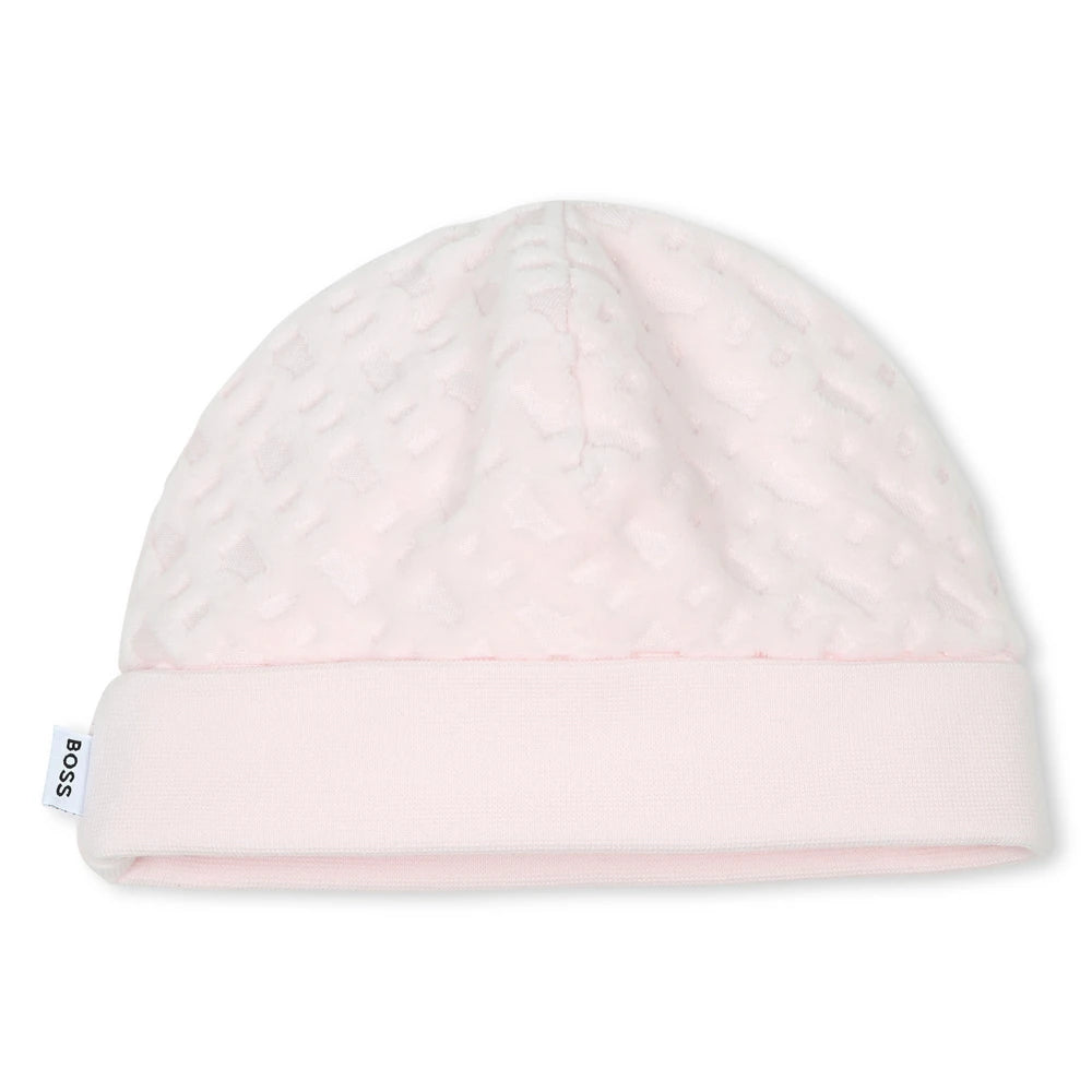 Boss Kidswear Baby Girls Pink Pale Babysuit & Pull On Hat Set