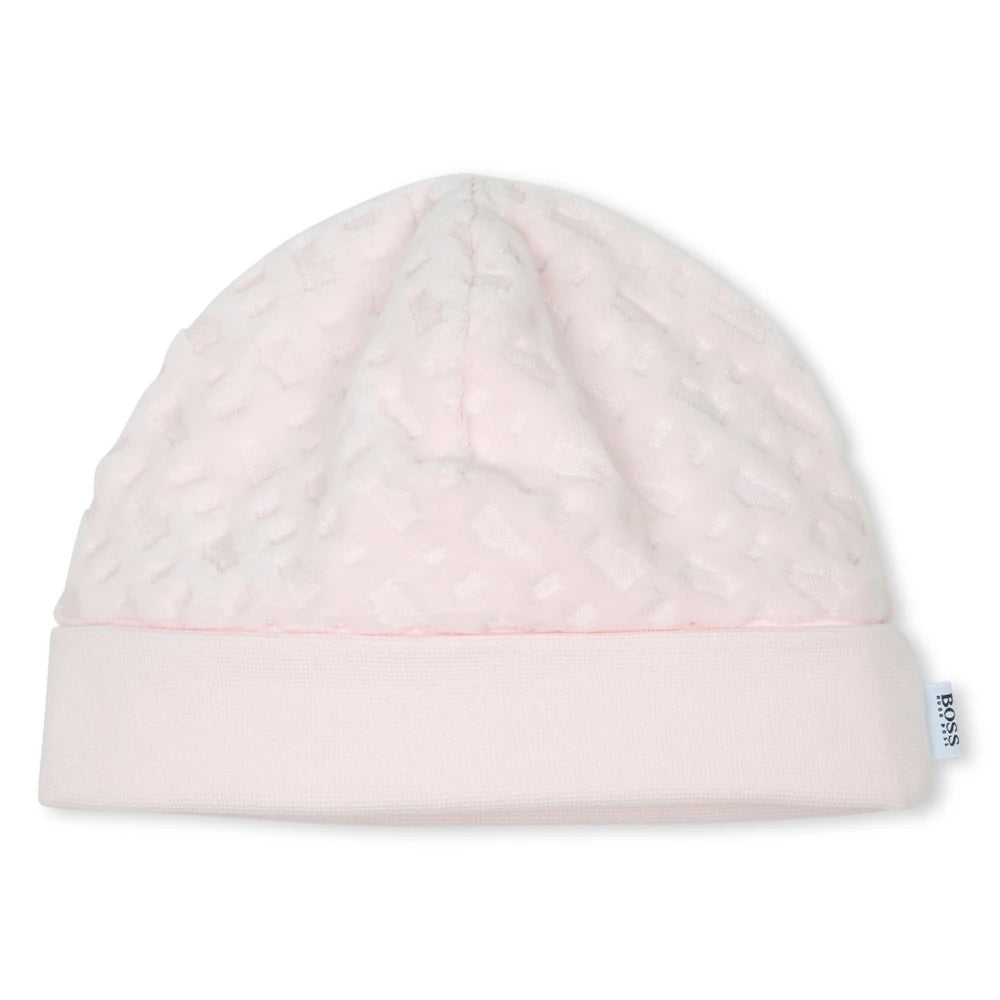 Boss Kidswear Baby Girls Pink Pale Babysuit & Pull On Hat Set
