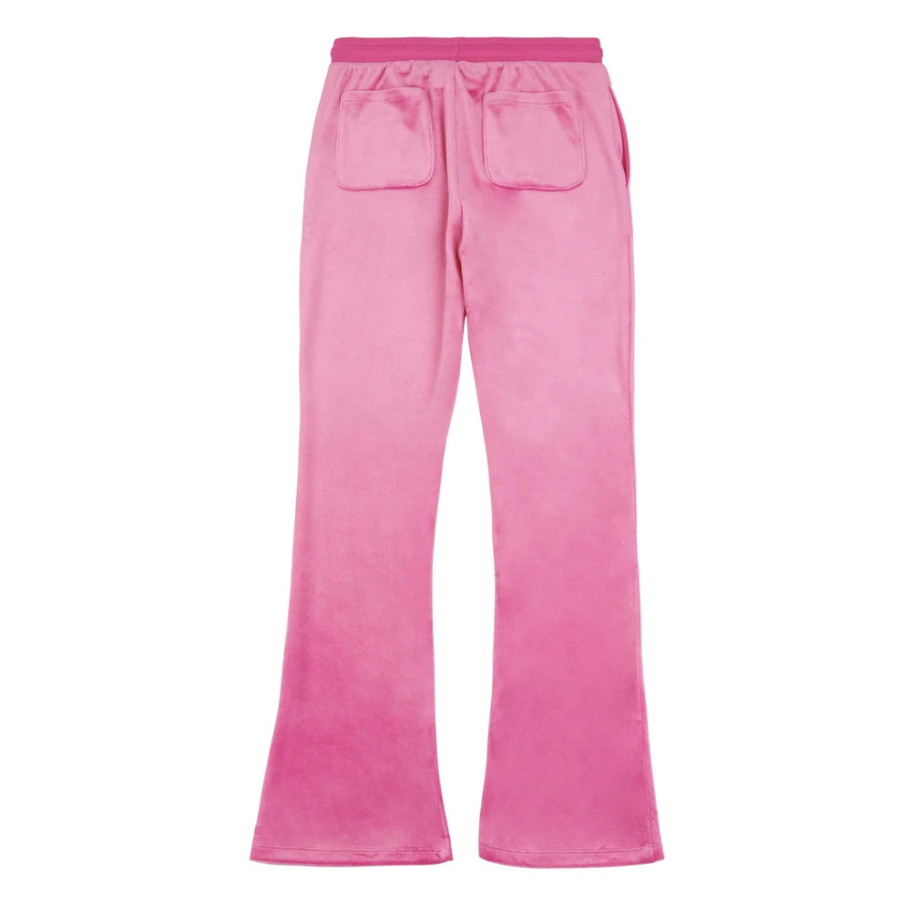 Juicy Couture Girls Pink Diamante Velour Bootcut Joggers