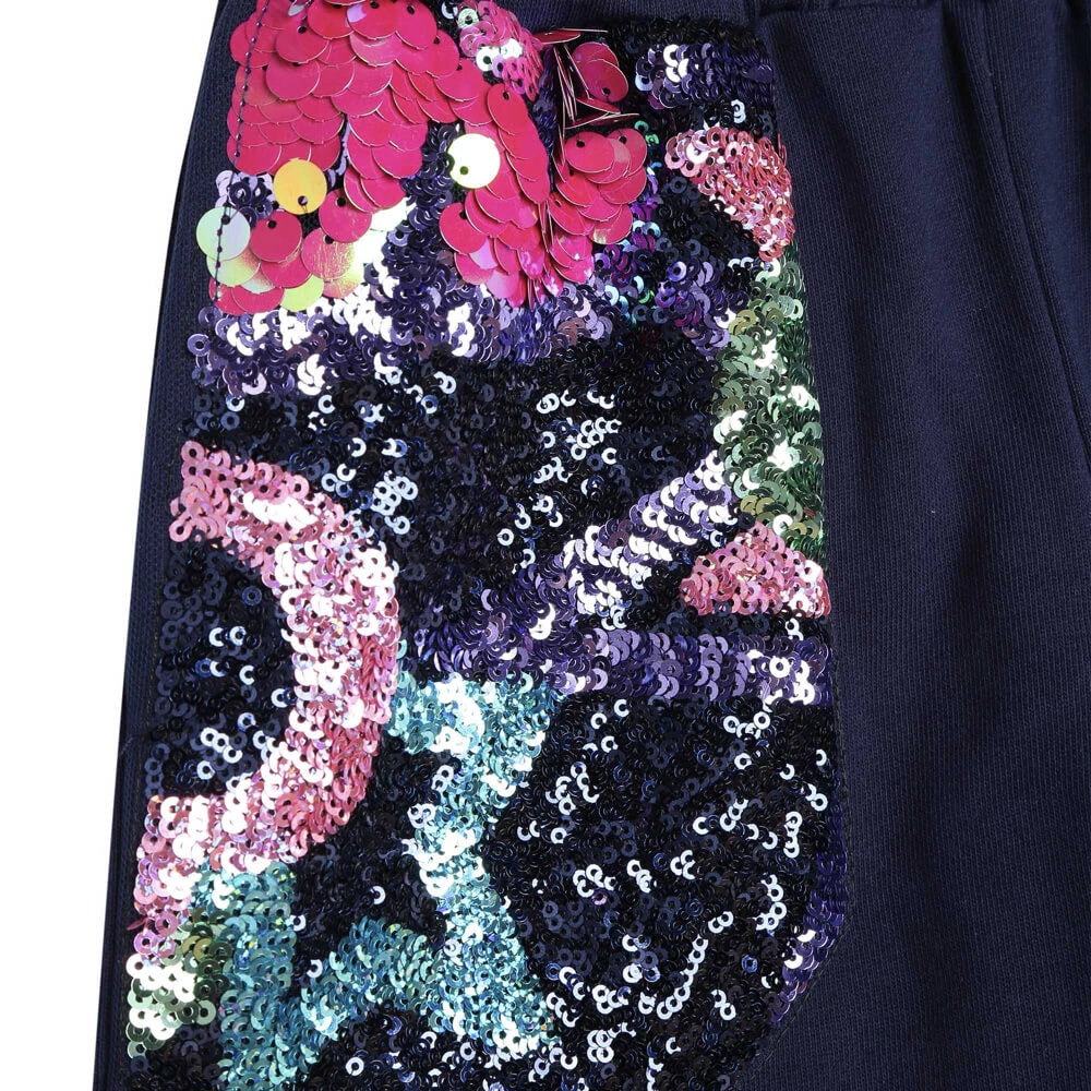 Billieblush Girls Navy Patterned Jogging Bottoms