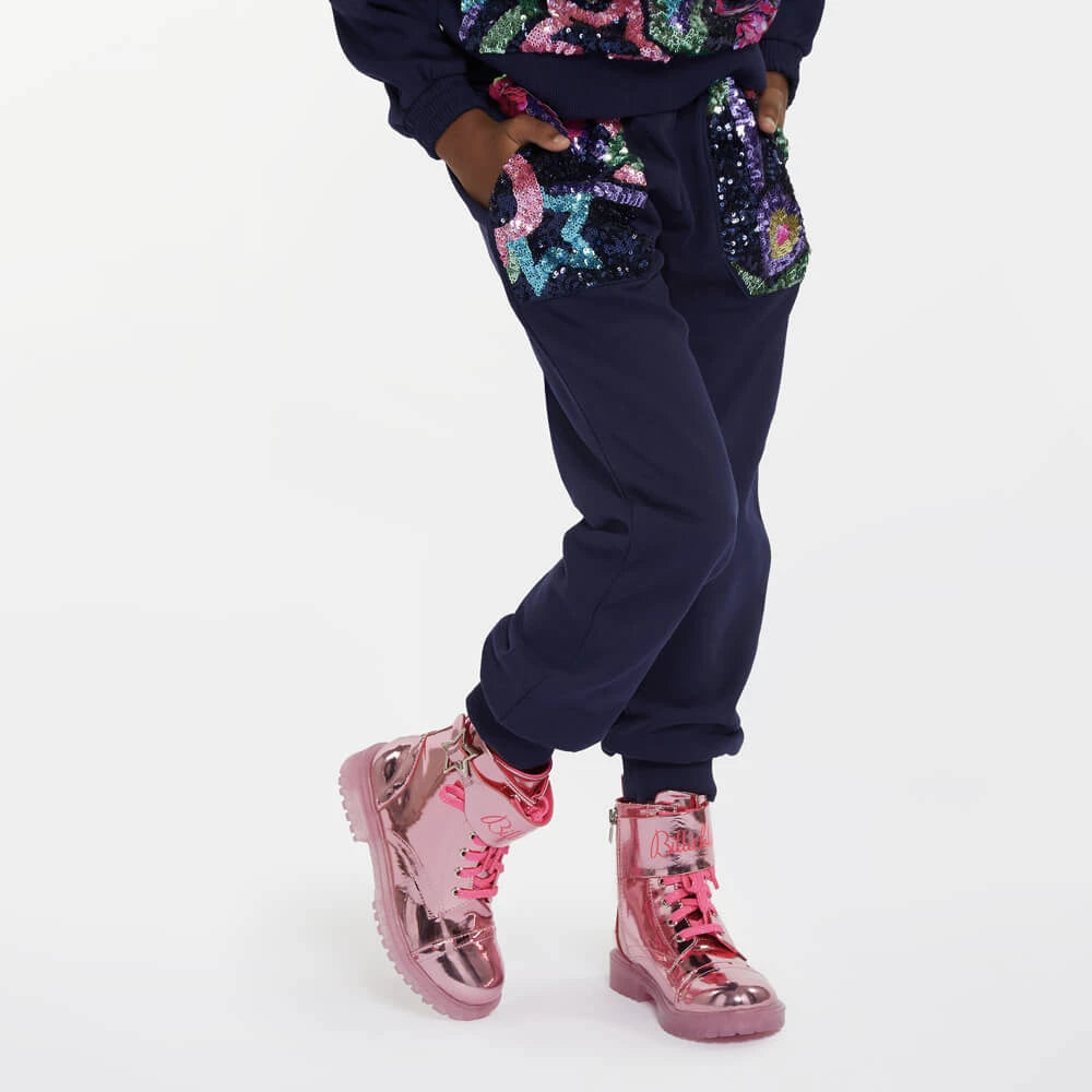 Billieblush Girls Navy Patterned Jogging Bottoms