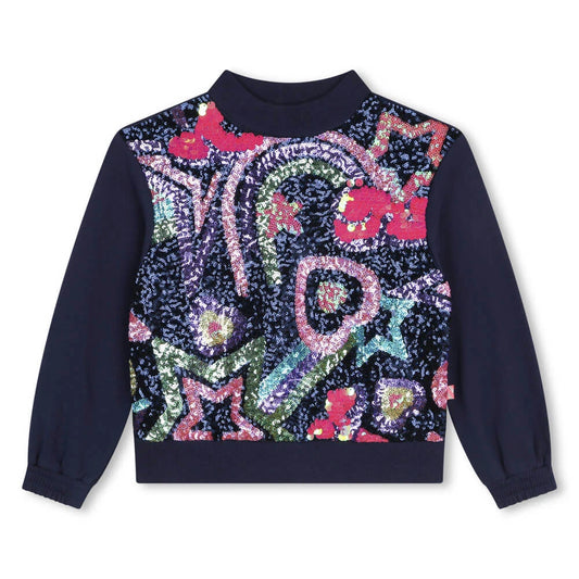 Billieblush Girls Navy Patterned Sweatshirt