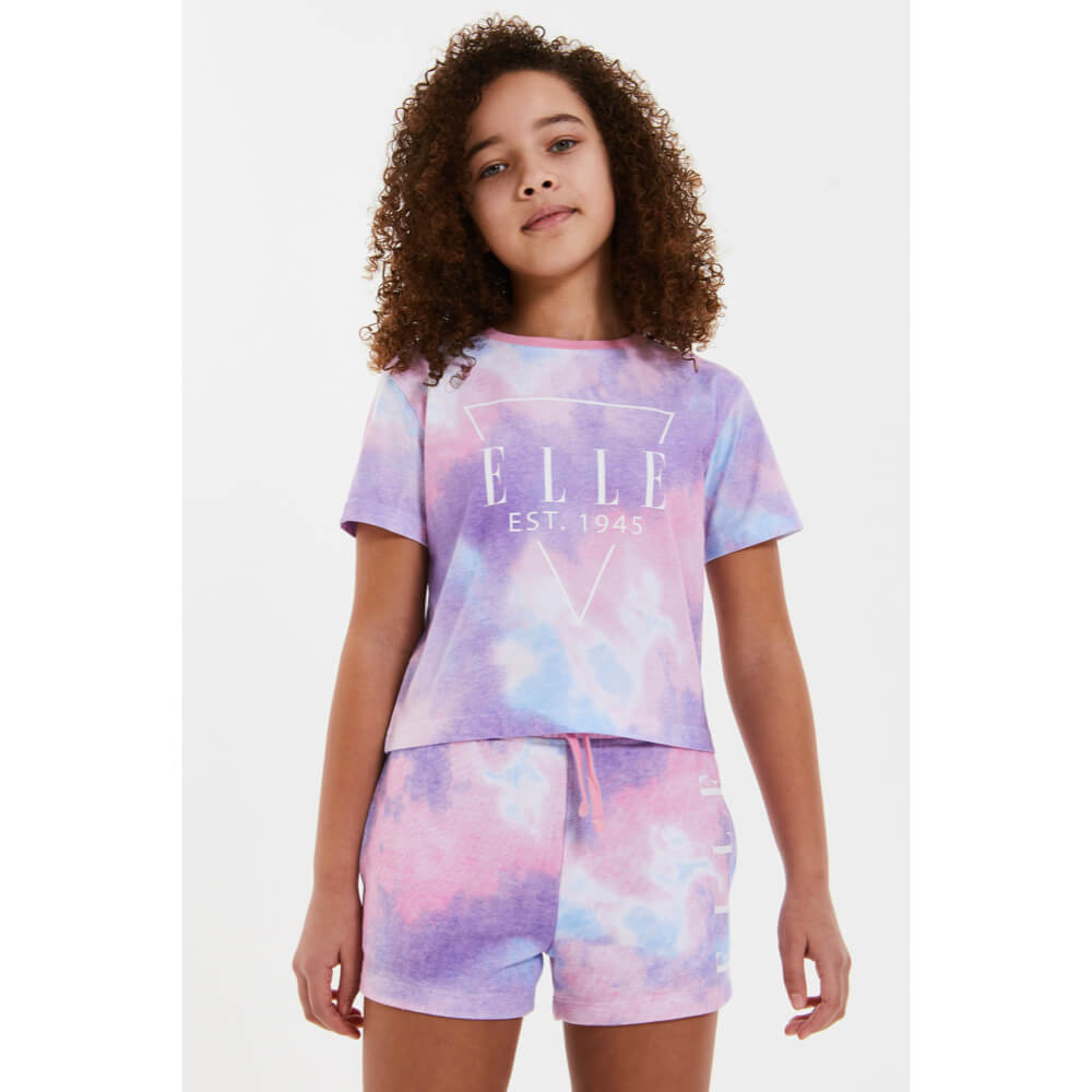 Elle Girls Crystal Blue Cloud Crop T-Shirt