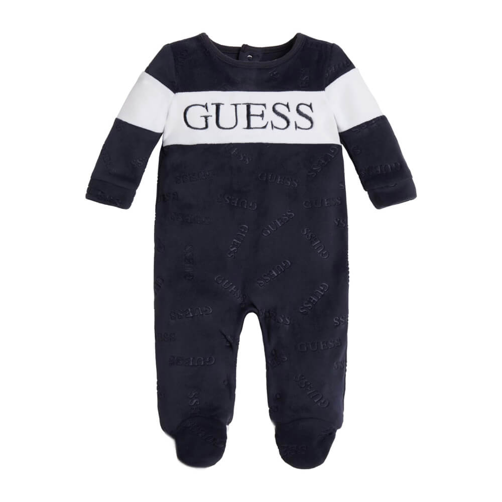 Guess Baby Boys Navy & White Logo Babysuit
