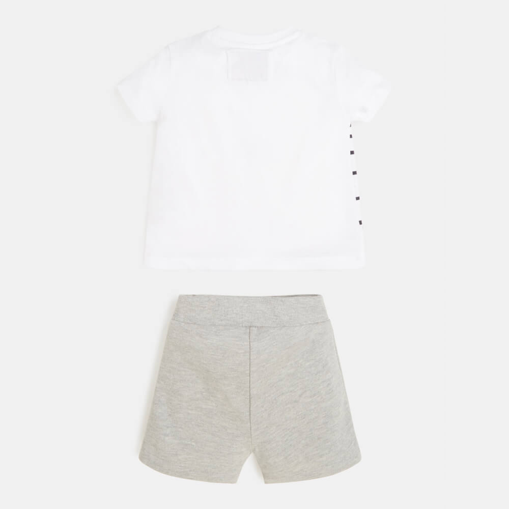 Guess Baby Boys White T-Shirt And Shorts Combo Set