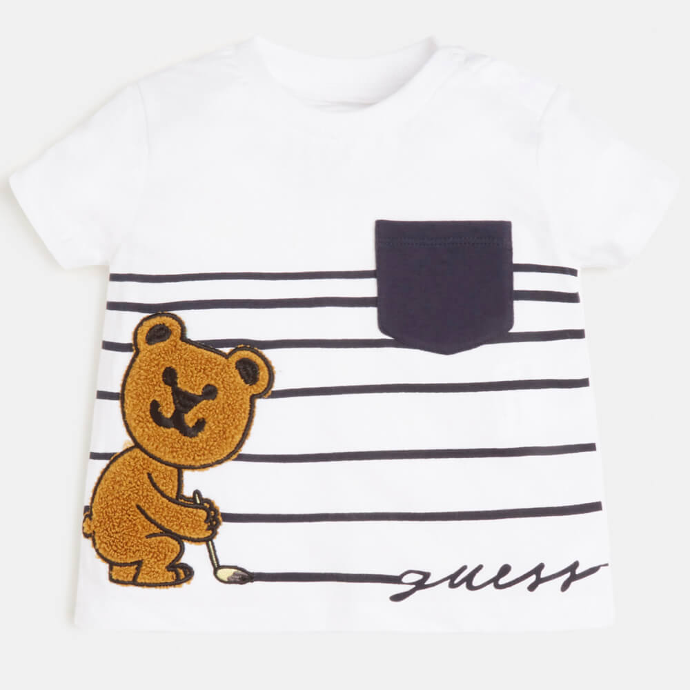 Guess Baby Boys White T-Shirt And Shorts Combo Set