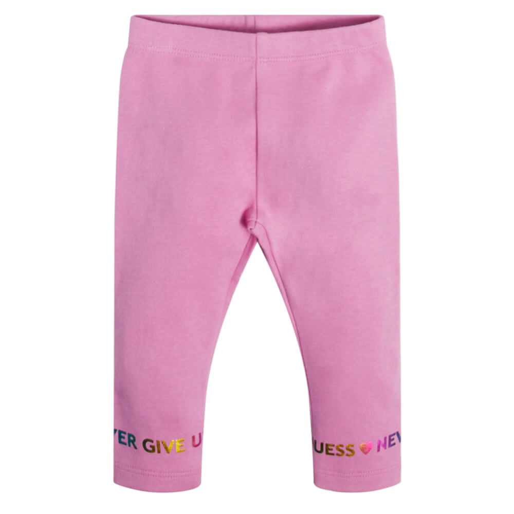 Guess Baby Girls White & Pink Full Sleeved Top and Leggings Combo Set