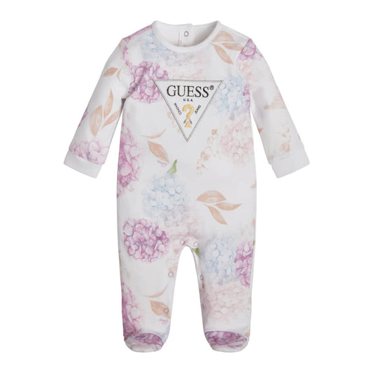 Guess Baby Girls Pink & White Interlock Babysuit