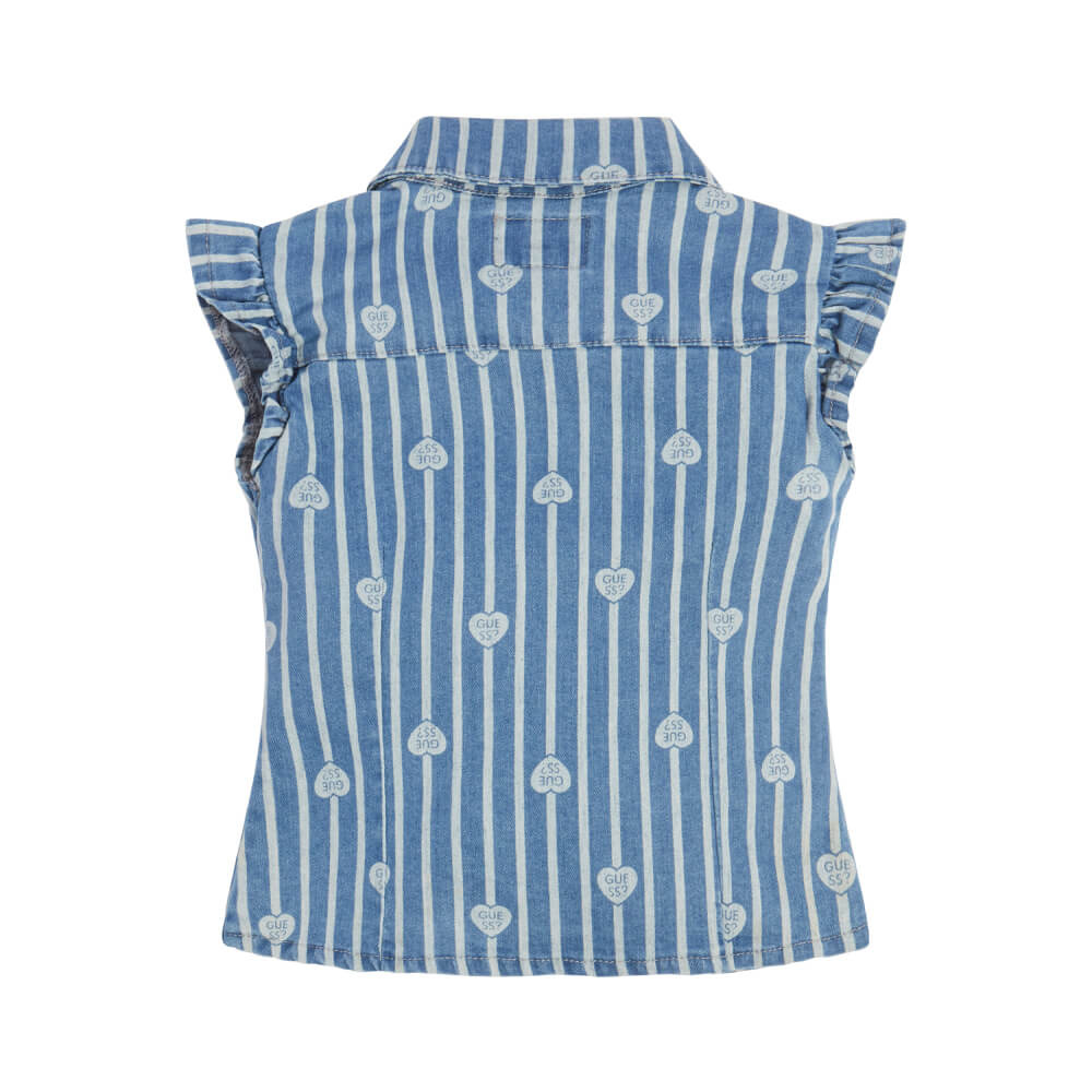 Guess Baby Girls Blue Stretch Denim Shirt