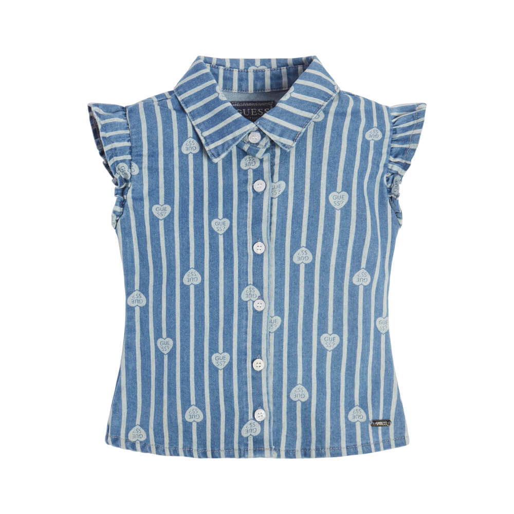Guess Baby Girls Blue Stretch Denim Shirt