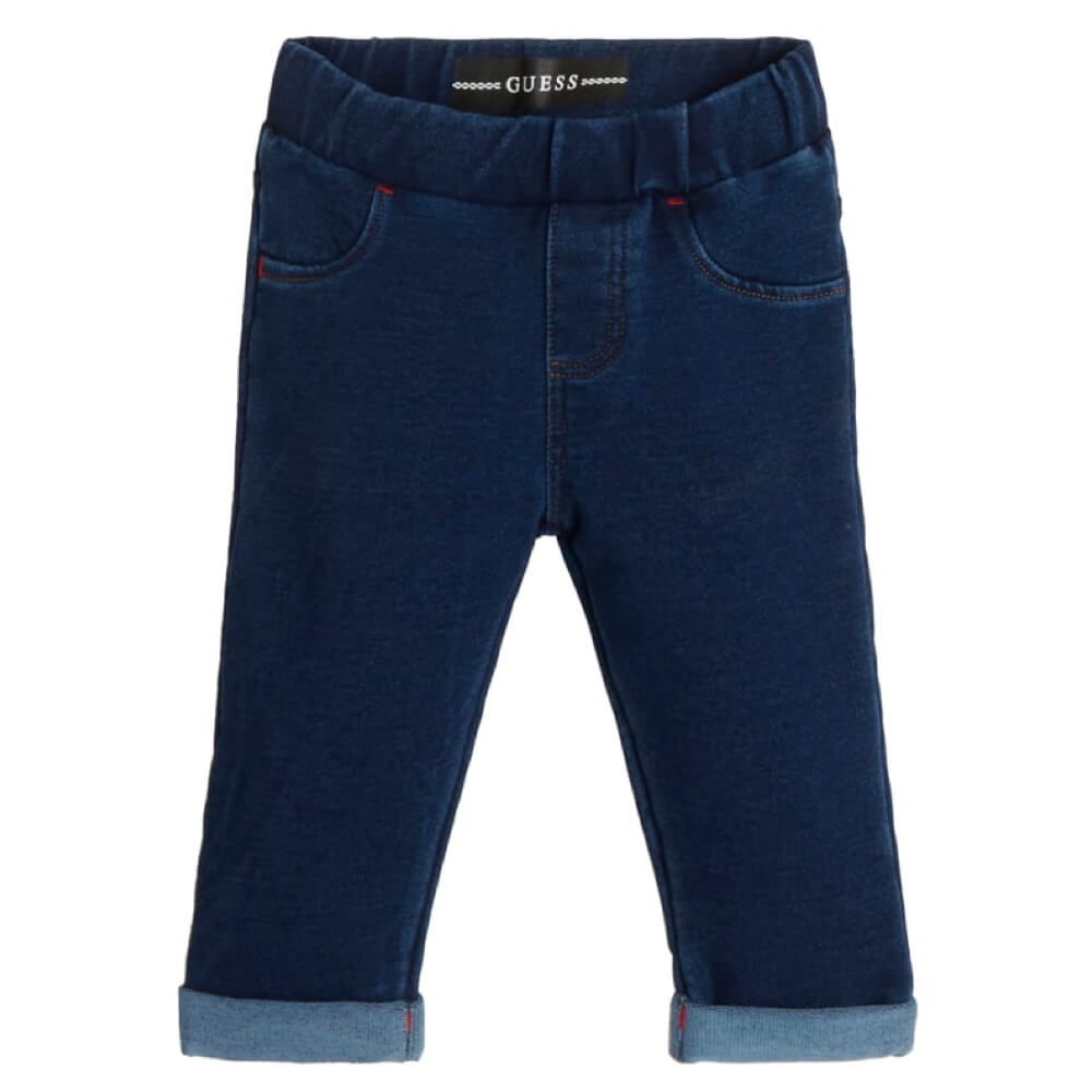 Guess Baby Girls Red & Navy Logo Top With Jeans Combo Set