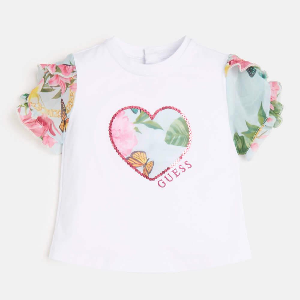 Guess Baby Girls White T-Shirt And Skirt Combo Set