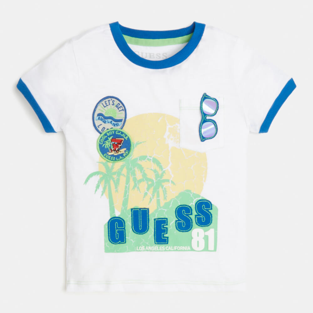 Guess Boys Pure White Slub Jersey T-Shirt
