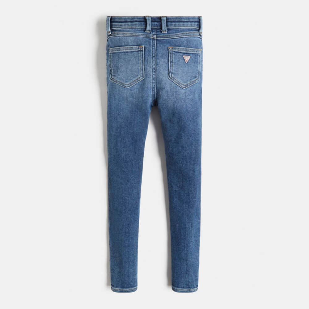 Guess Girls Blue Denim Skinny Jeans With Exposed Buttons