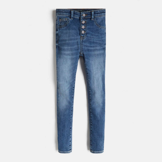 Guess Girls Blue Denim Skinny Jeans With Exposed Buttons