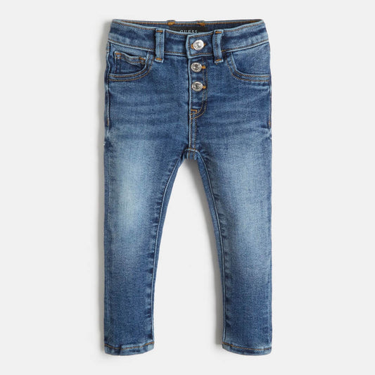 Guess Girls Blue Denim Skinny With Exposed Button