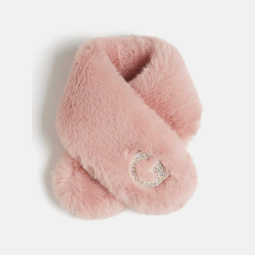 Guess Girls Pink Fake Fur Neck Scarf