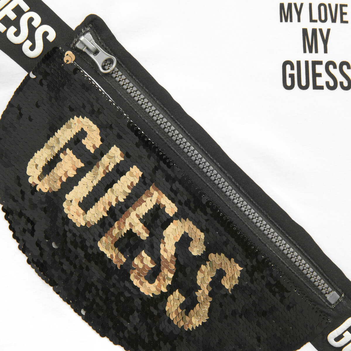 Guess Girls White Reversible Sequins Top