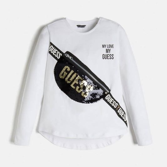 Guess Girls White Reversible Sequins Top