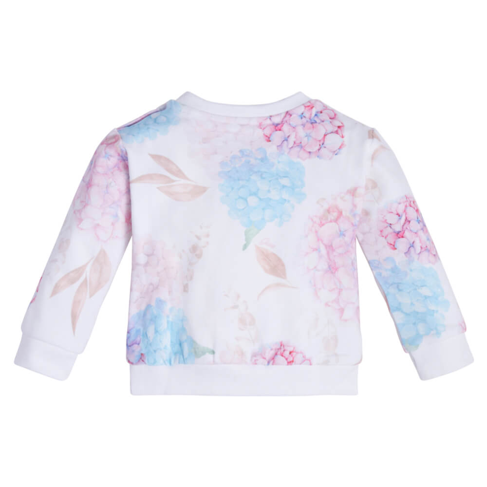 Guess Girls Pink & White Active Sweatshirt With Logo