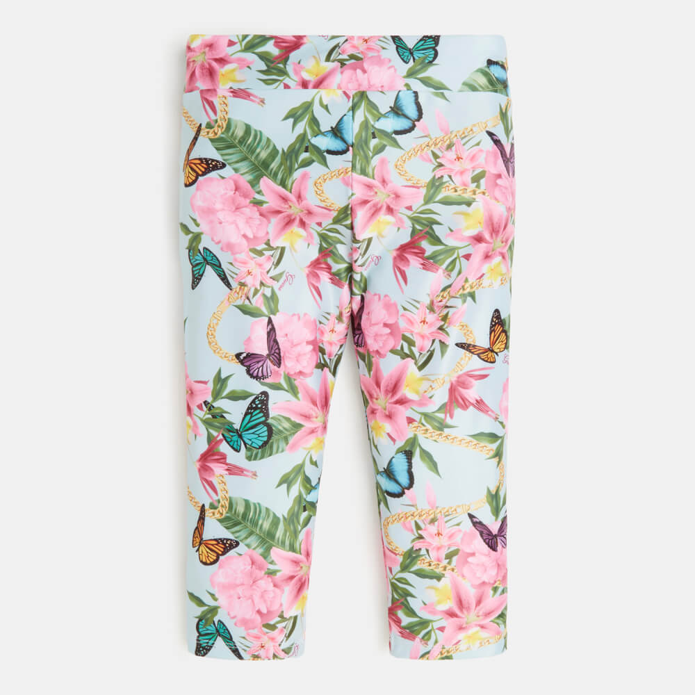 Guess Girls Green Floral Print Capri Fit Active Leggings