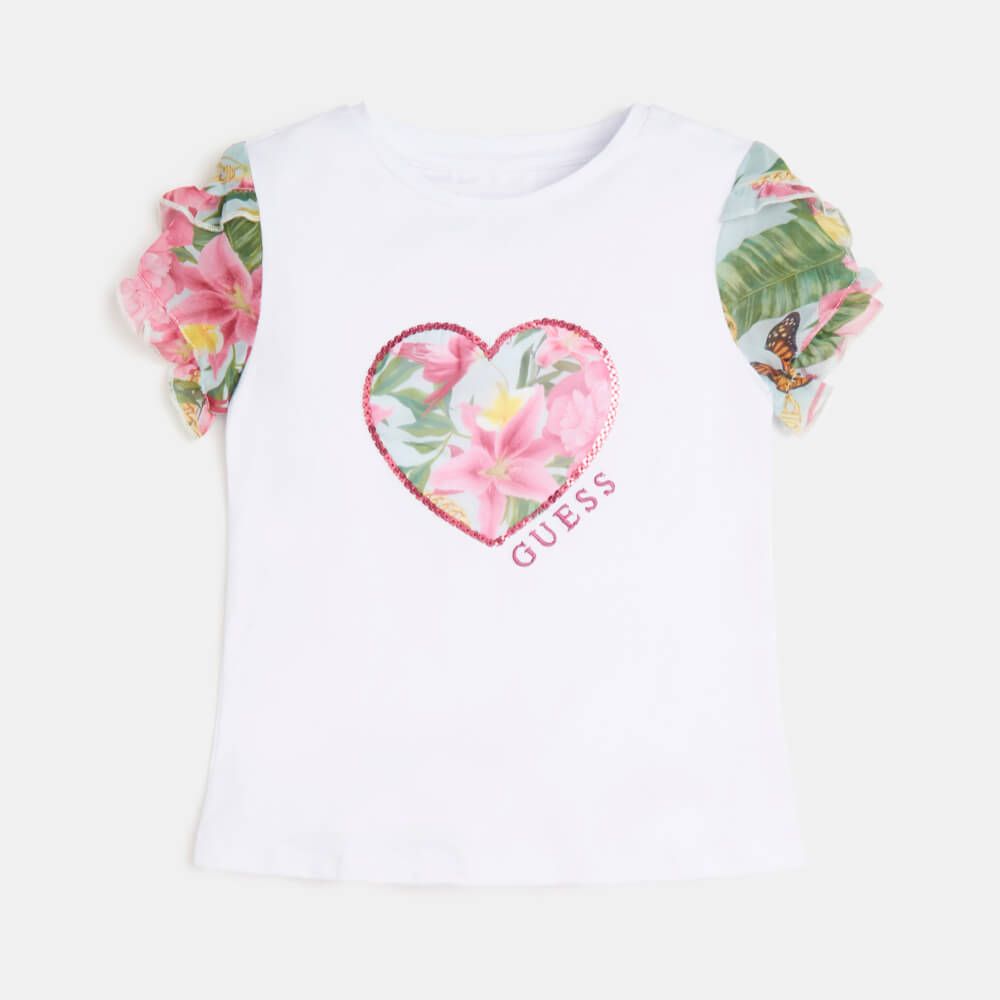 Guess Girls Multi & White Flower T-Shirt And Skirt Combo Set