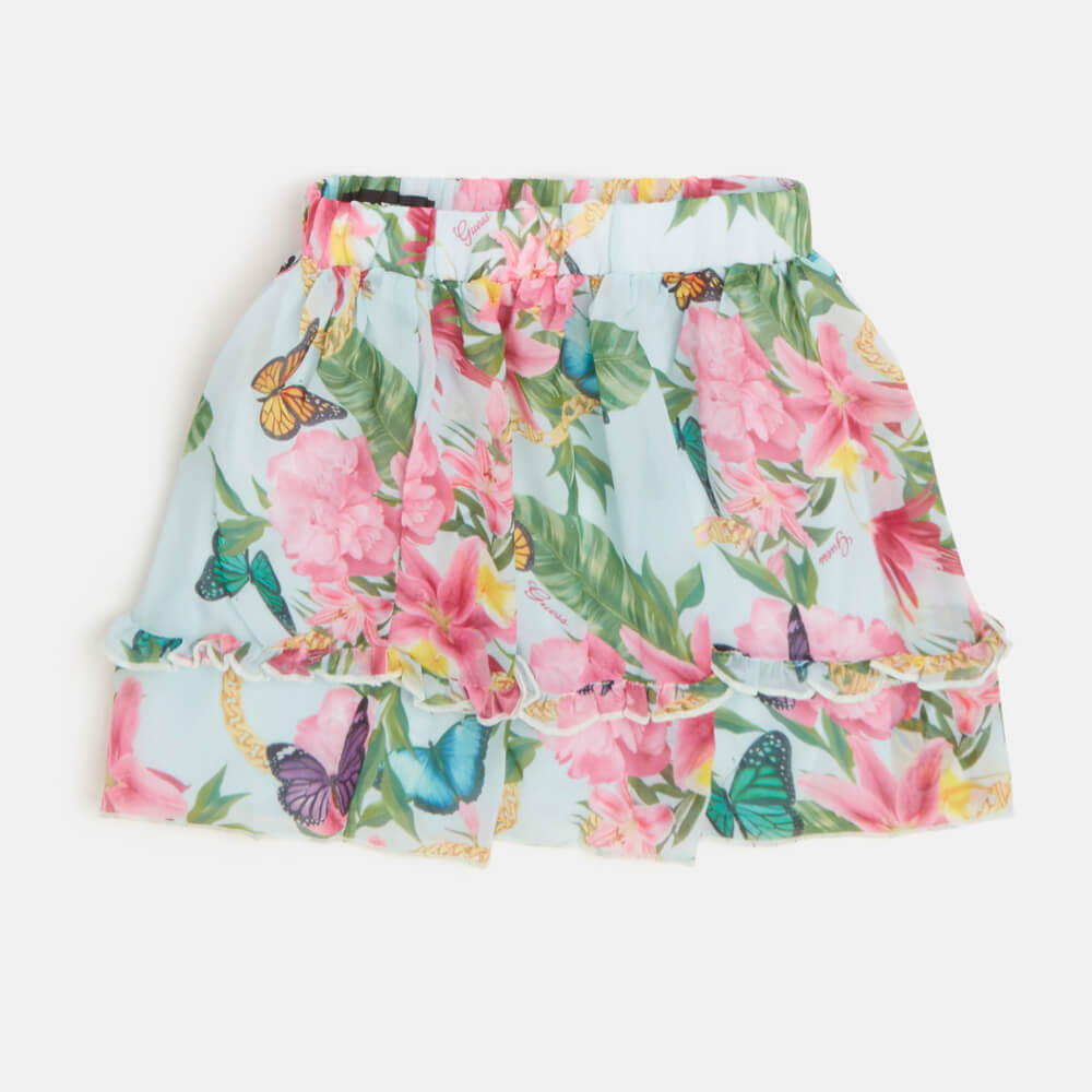 Guess Girls Multi & White Flower T-Shirt And Skirt Combo Set