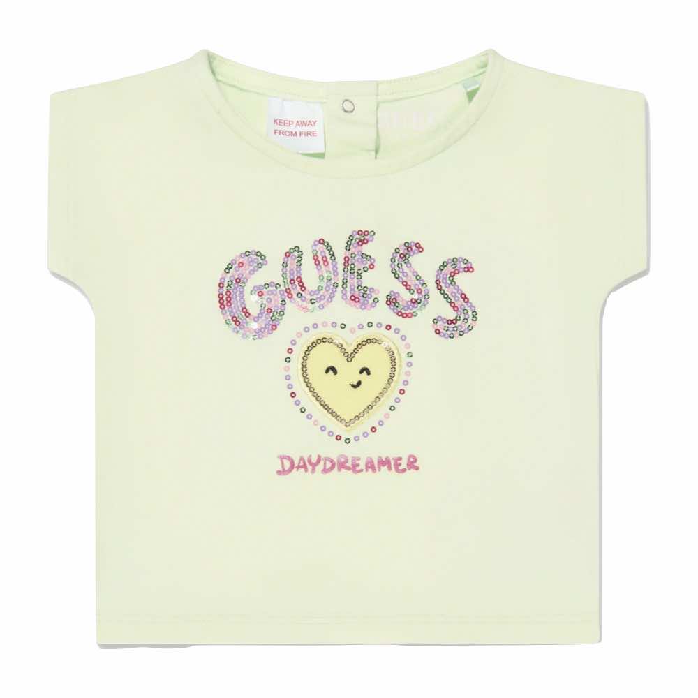 Guess Girls Green & Blue Logo T-Shirt and Chambray Shorts 