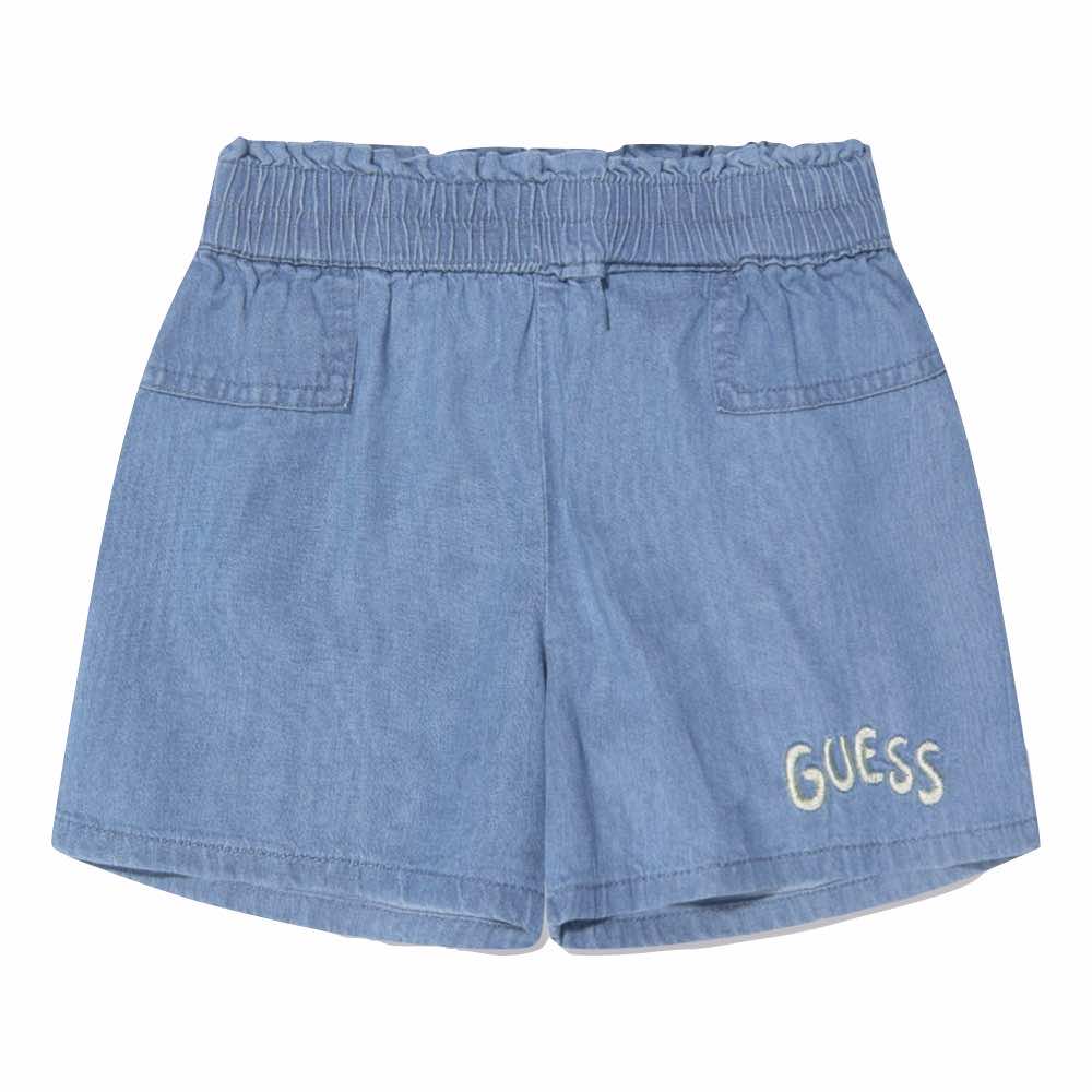 Guess Girls Green & Blue Logo T-Shirt and Chambray Shorts 