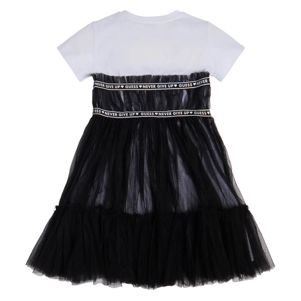 Guess Girls Black Mixed Fabric Dress