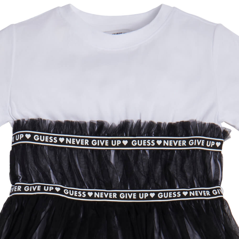 Guess Girls Black Mixed Fabric Dress