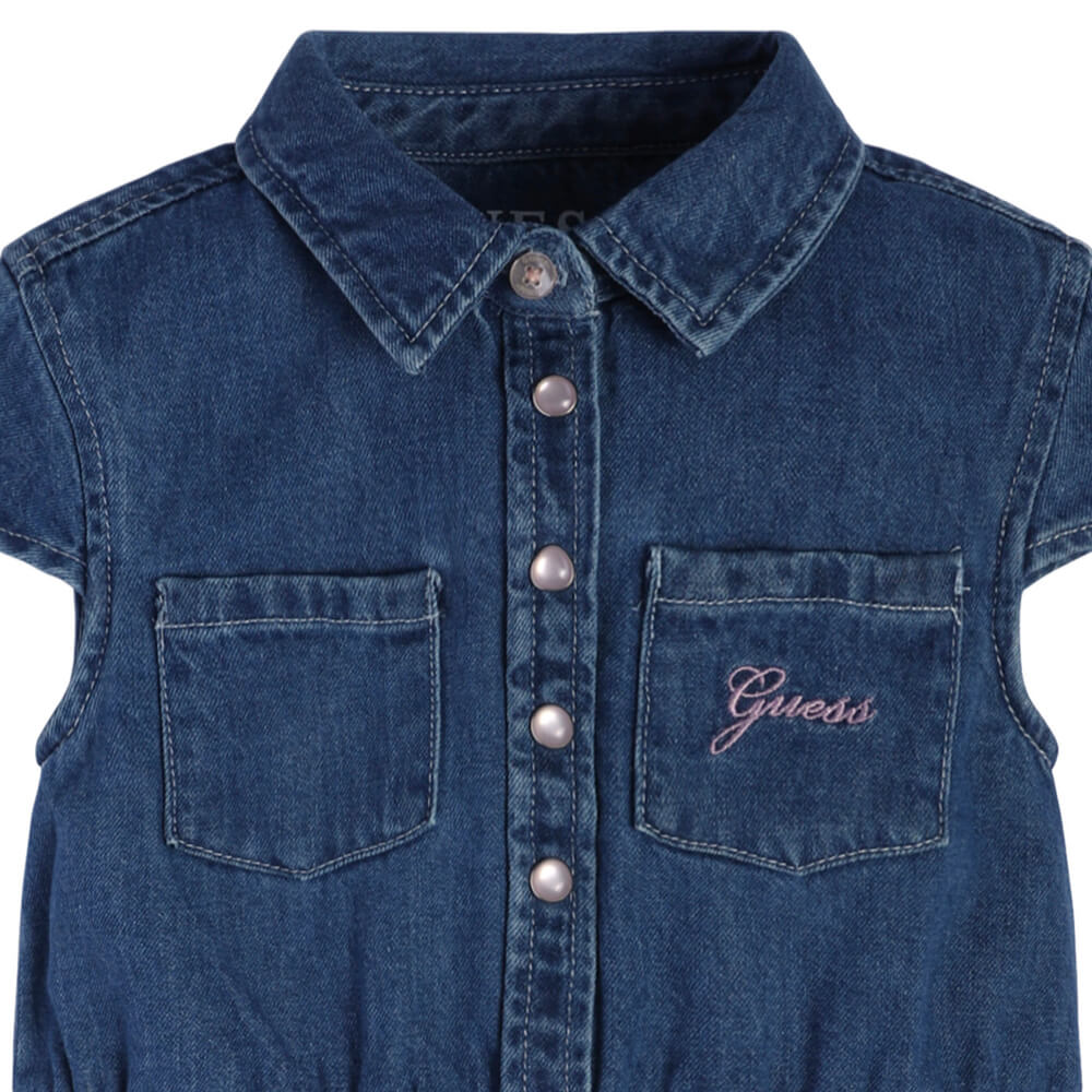 Guess Girls Blue, Pink & White Mixed Fabric Dress