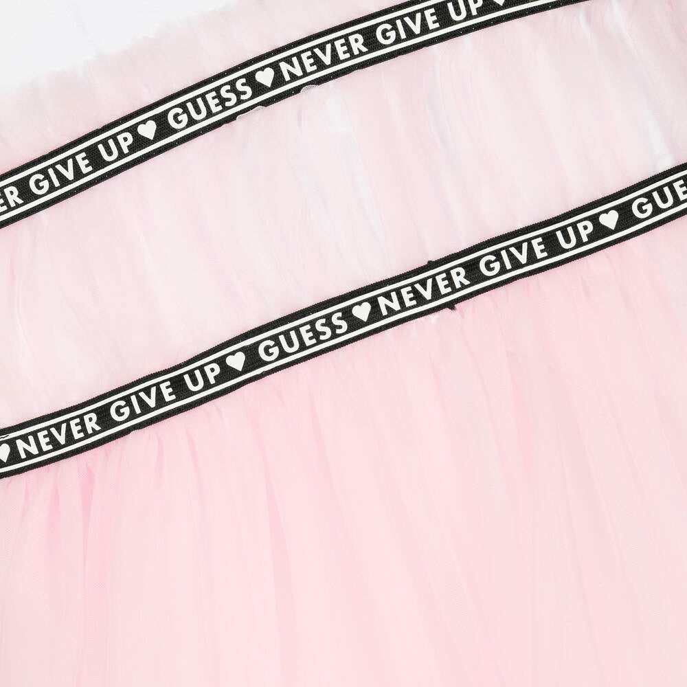 Guess Girls Pink Mixed Fabric Cotton Dress