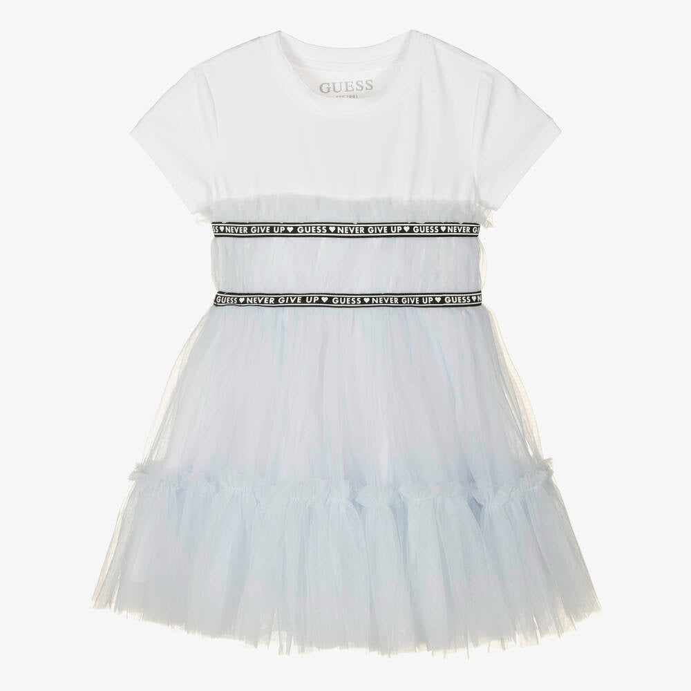 Guess Girls Pink Mixed Fabric Cotton Dress