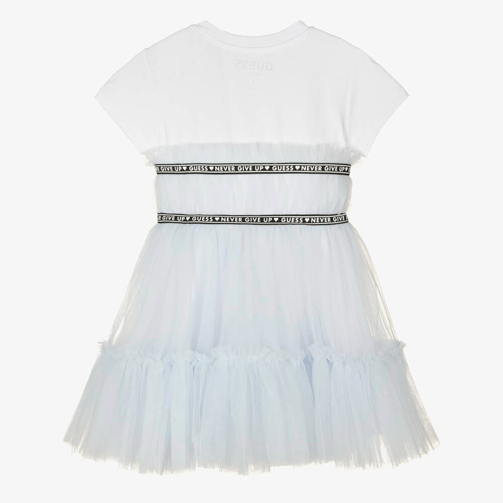 Guess Girls Pink Mixed Fabric Cotton Dress