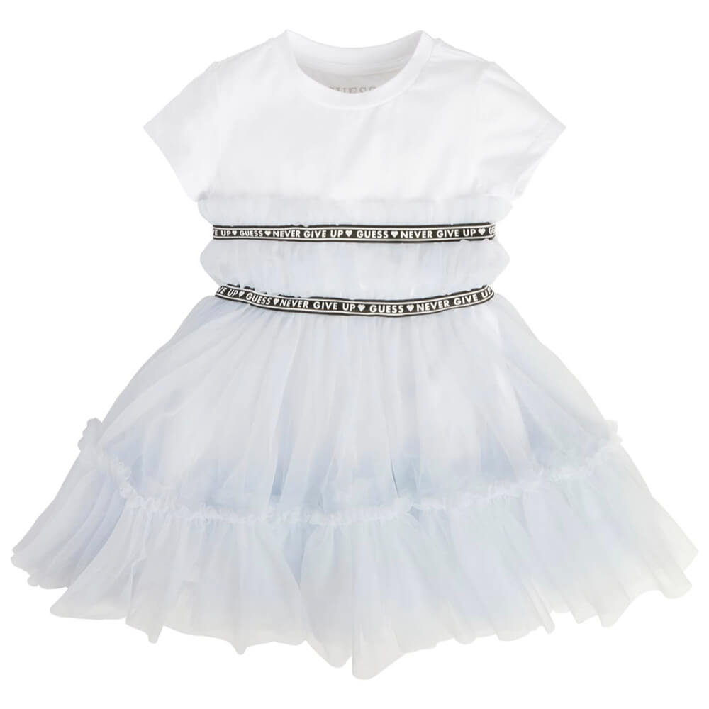 Guess Girls Pink Mixed Fabric Cotton Dress