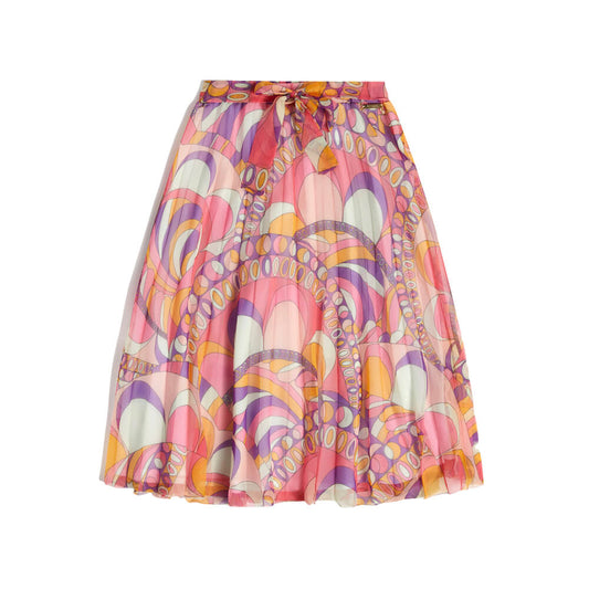 Guess Girls Orange & Multi-colour Pleated Chiffon Midi Skirt