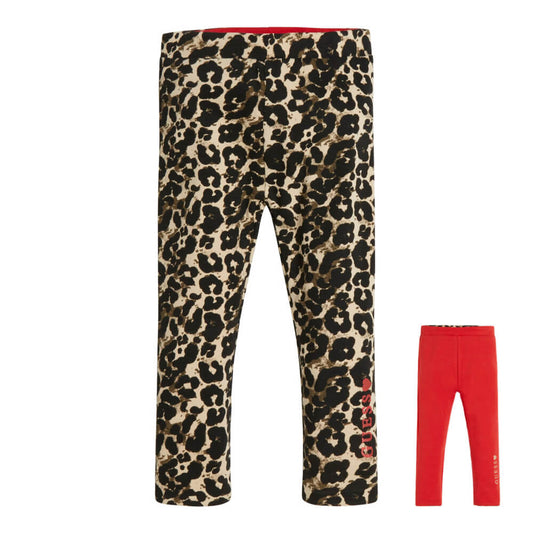 Guess Girls Brown & Multi-colour Reversible Leggings