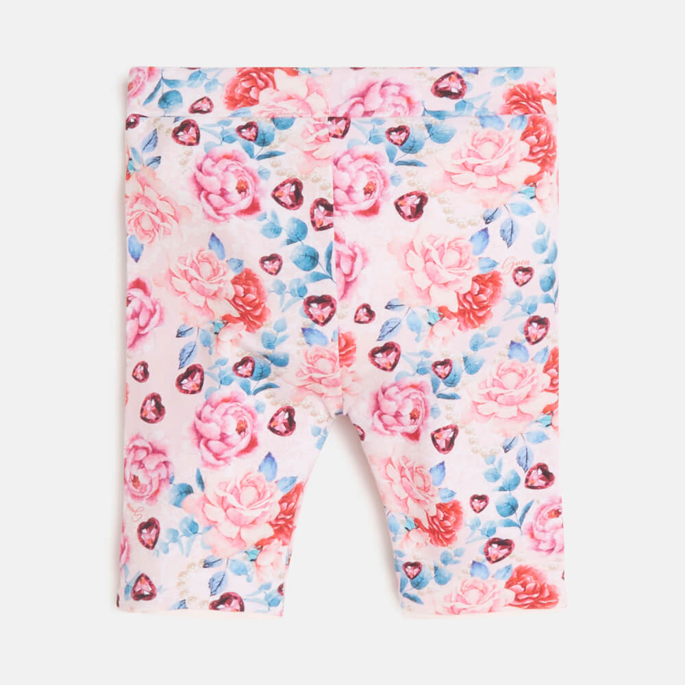 Guess Girls Flower Pink Print Reversible Leggings Capri
