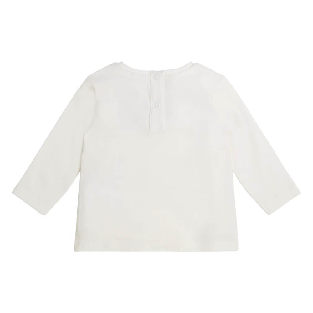 Guess Girls White Jersey Top With Triangular Logo